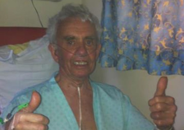 Former Isle of Man TT rider Tommy Robb before leaving hospital